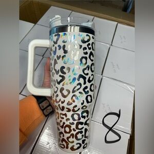 Unbranded holographic leopard white 40oz tumbler